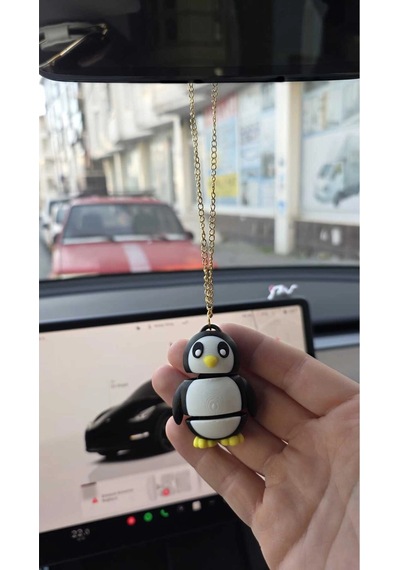 Penguen Oto Dikiz Aynası Süsü Zincirli