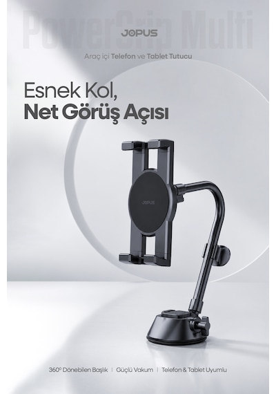Ultra Stabil Vakumlu Araç İçi Telefon Tablet Tutucu 360 Dönebilen Ayarlanabilir Vantuzlu Araba Üstü