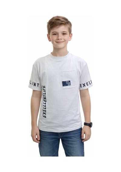 İrem Çocuk Giyim Erkek Çocuk Exellentlife Yazı Desenli Kolları Yazılı Cepli Beyaz Renk Kısa Kol Tişört Beyaz İrem Çocuk Giyim Erkek Çocuk Exellentlife Yazı Desenli Kolları Yazılı Cepli Beyaz Renk Kısa Kol Tişört Beyaz