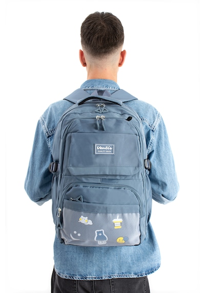 Ventis Qualty Okul Çantası Su Geçirmez Klinkır Kumaş Unisex Sırt Çantası Model 7d Mavi