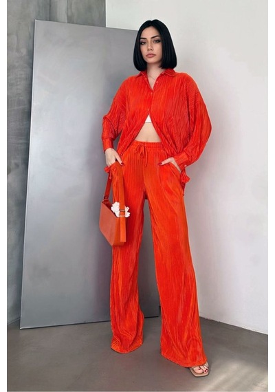 Verymoda Piliseli Pantolon Oranj