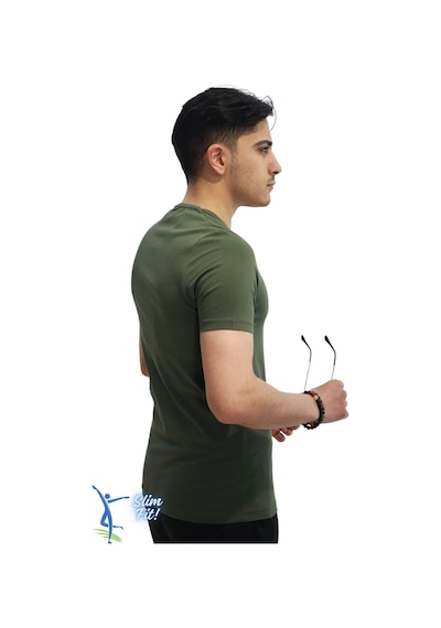 Sermoda Erkek Slim Fit V Yaka Tişört - Dar Kesim Basic Günlük T-shirt Haki