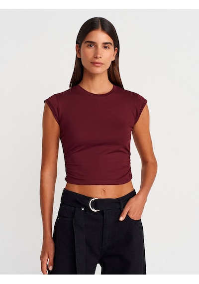 Dilvin 30899 Yanları Büzgü Detaylı Top-bordo Bordo