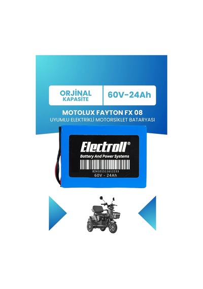 Motolux Fayton Fx 08 Uyumlu Batarya Lifepo4 60v 24ah Elektrikli Motorsiklet Bataryası