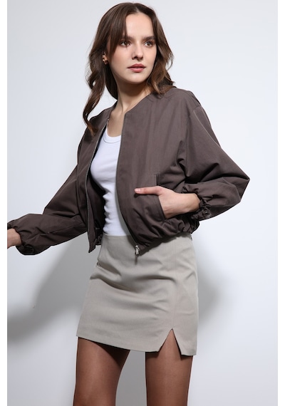 Antioch Crop Kadın Bomber Mont Kahverengi