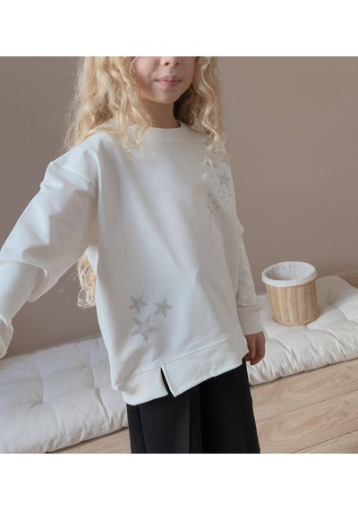 Miniko Kids Kız Çocuk Yıldız Taşlı 2li Pamuk Takım Ekru