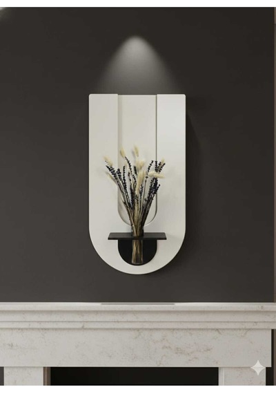 Begonvil Ahşap Pilli Ledli İskandinav Salon Duvar Rafı Şık Modern Çiçeklik 40 X 75 Cm Paris Grisi - Antrasit