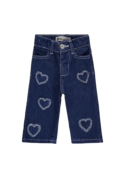 Civil Baby Kız Bebek Kalp Pachli 6-18 Ay Pantolon Kot - Mavi