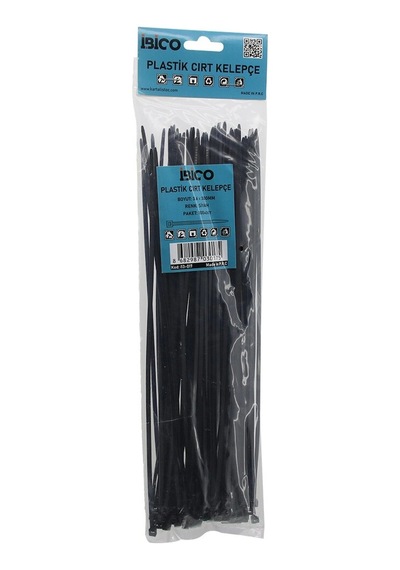 Siyah 3.6x300mm Plastik Cırt Kelepçe 100pcs 5365