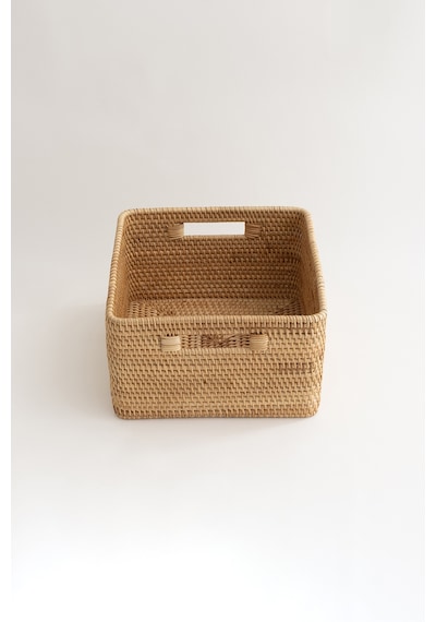 Meander Rattan Orta Boy Saklama Kutusu & Dekoratif Sepet 30x28x16 Natural