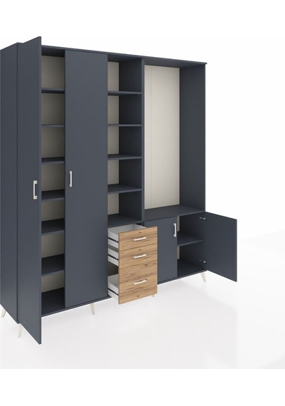 Hyperion Dolap 13 Raflı 3 Çekmeceli 4 Kapaklı 220x44x243 Antrasit-antrasit/çam Çok Renkli Hyperion Dolap 13 Raflı 3 Çekmeceli 4 Kapaklı 220x44x243 Antrasit-antrasit/çam Çok Renkli