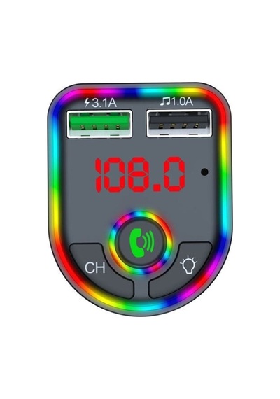 Car F6 Rgb Bluetooth Araç Kiti Fm Transmitter Qc 3.1a Type-c Usb Şarj 12-24v
