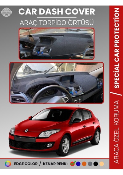 Renault Megane 3 Navigasyonlu Buyuk Ekranlı 2008-2015 Torpido Örtüsü Ön Göğüs Torpido Koruma - 122 Stiloto