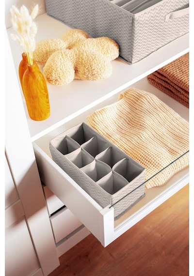 Serstil 8 Gözlü Çekmece İçi Dolap Çorap / İç Çamaşırı Katlanabilir Düzenleyici Organizer Kutu 14x28x12 Cm Martı Gri