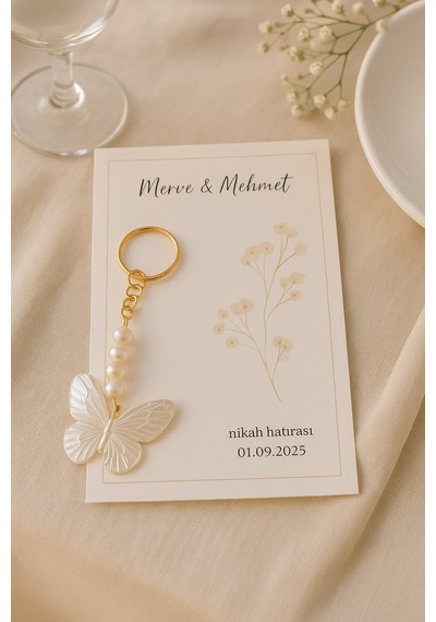 Kelebek 10 Adet Anahtarlık - Nişan Hediye - Kına Hediye - Nikah Hediye - Söz Hediye - Bride Çok Renkli