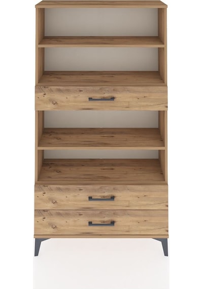Arges Dolap 4 Raflı 3 Çekmeceli 88x30x163 Çam-çam Çam