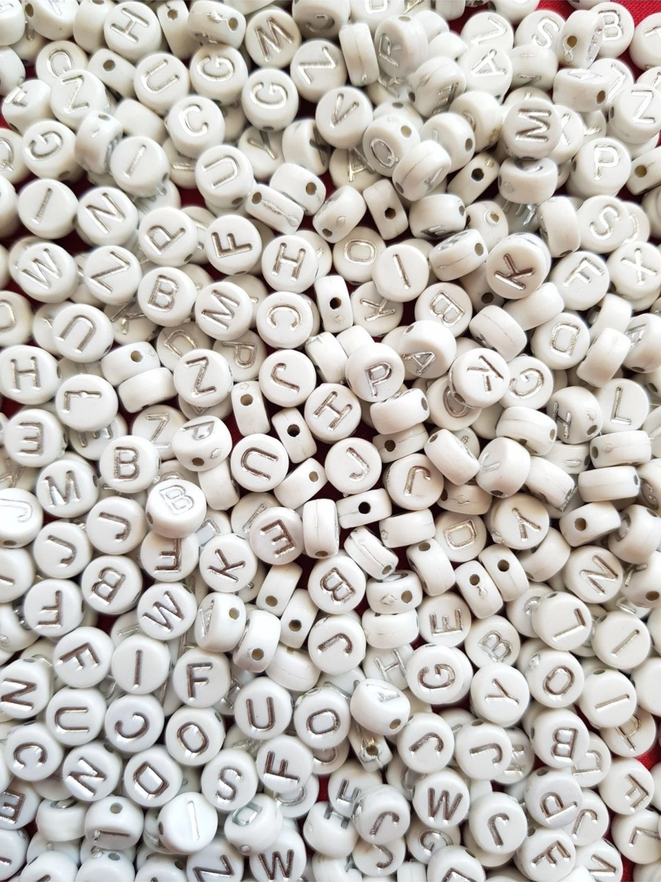 50 Gr Karışık Harf Boncuk, Harfli Takı Boncuğu, 350-375 Adet Gümüş Renkli