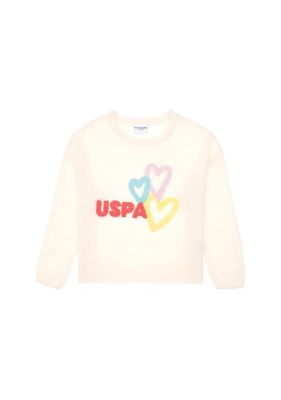 U.S. Polo Assn. Kız Çocuk Krem Bisiklet Yaka Kazak 50293066-VR071