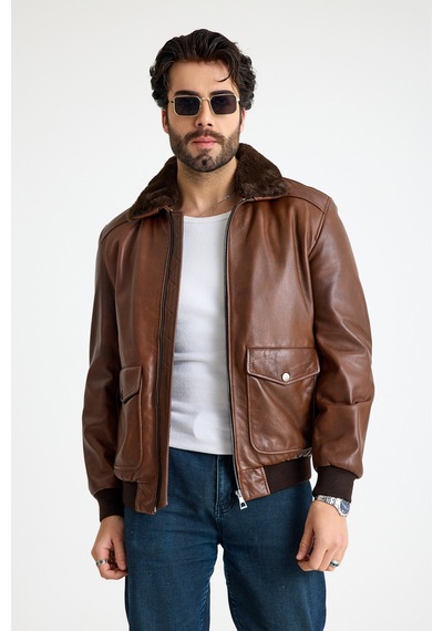 Franko Armondi Pi Lot Model Erkek Deri Ceket E11-klj-2071 Fındık