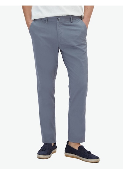 Kip Gri Dokuma Regular Fit Casual Pamuk Karışımlı Pantolon Gri