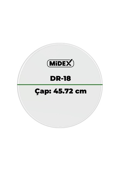 Midex Dr-18r Şeffaf Renk 18 İnç Bas Kick Bateri Davul Derisi Drumhead 18'' İnch 45.72 Cm