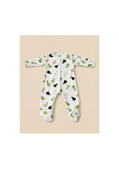 Minory Baby - Patikli Bebek Tulumu Armut Motifli Çok Renkli Çok Renkli