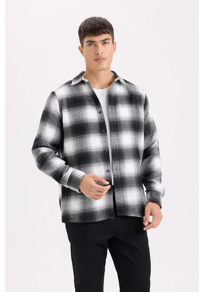 DeFacto Regular Fit Polo Yaka Kareli Flanel Uzun Kollu Gömlek D5835AX24AUBK81 DeFacto Regular Fit Polo Yaka Kareli Flanel Uzun Kollu Gömlek D5835AX24AUBK81