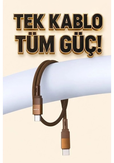Delux Serisi Teknik Araç Dijital Ürün Pratik Parça Şarj Kablosu Type-c To Type-c U18