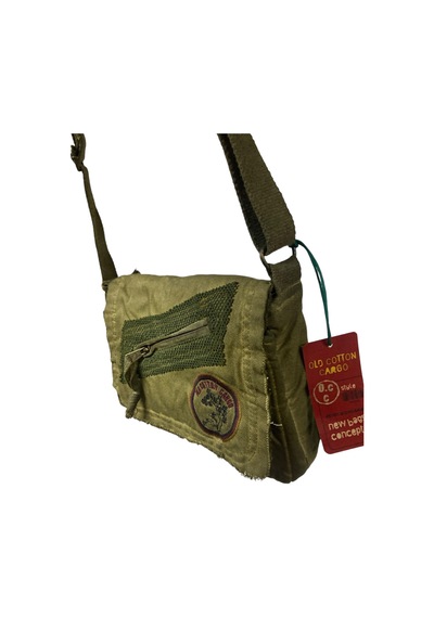 Old Cotton Cargo Vintage Küçük Salaş Unisex Günlük Çapraz Postacı Çantası S Boy 26x20cm Haki