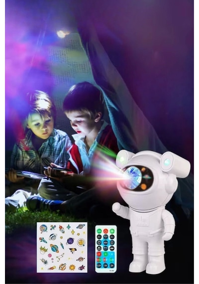 Stickerlı ,kumandalı Astronot Model Gece Lambası Çok Renkli