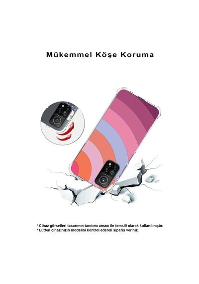 Huawei P20 Lite Köşe Korumalı Antişok Kapak Renk Cümbüşü Tasarımlı Şeffaf Kılıf