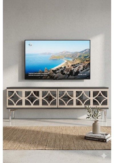 Tsa1236ats Öz Tv Sehpası Antrasit-traverten-silver 120cm Tsa1236ats Öz Tv Sehpası Antrasit-traverten-silver 120cm