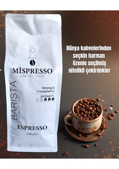 Espresso Kaliteli Kahve Çekirdeği 1 Kg Özel Kıvam Özel Tat Barista Medium Roast Çekirdek Kahve