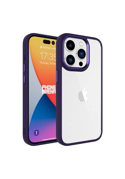 Apple Uyumlu iPhone 15 Pro Max İle Kılıf Şeffaf Arka Yüzey Renkli Kenar Çerçeve Telefon Kılıfı Kapak