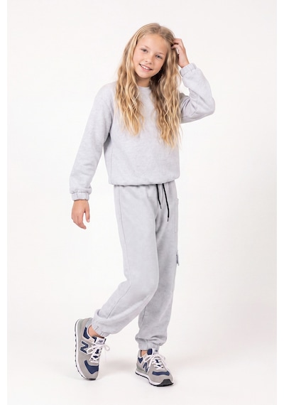 Fyk Kids 3 İplik Kız Çocuk Düz Kısa Bel Sweatshirt Bisiklet Yaka Eşofman Takımı Gri Fyk Kids 3 İplik Kız Çocuk Düz Kısa Bel Sweatshirt Bisiklet Yaka Eşofman Takımı Gri
