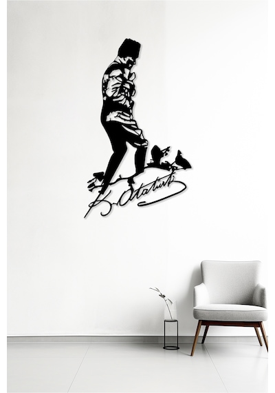 Myc Wall Art Atatürk Kocatepe Imzalı Portre Dekoratif Metal Duvar Tablosu