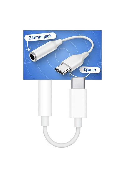 Type C To Aux Dönüştürücü Kablo Beyaz Sw-t35