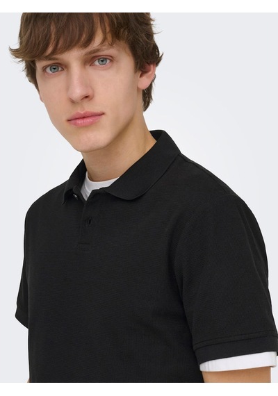 Only & Sons Ben Erkek Siyah Polo Tişört 22035825-b