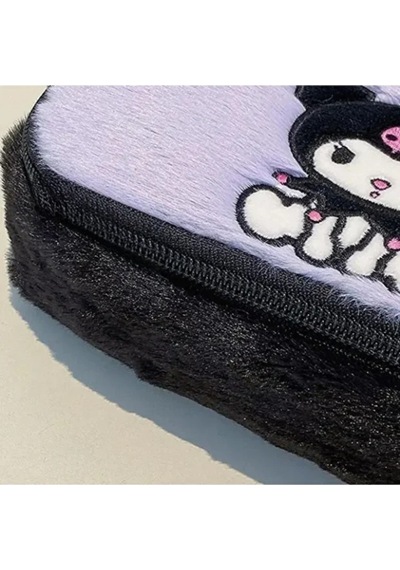 Kuromi Peluş Kalem Kutusu Üstten Tutmalı Geniş Kapasiteli Makyaj Çantası Mor Mor