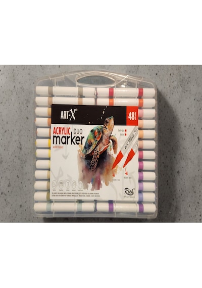 Art X Acrylic Duo Marker Çift Uçlu Su Bazlı Boyama Kalemi 48 Renk Set