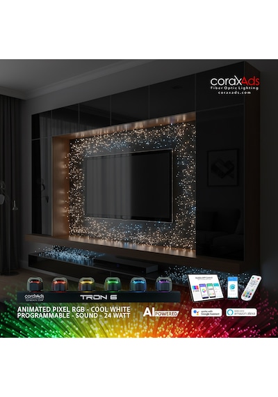 Tv Arkası Ünitesi Ambiyans Aydınlatma Fiber Optik Yıldız Seti - Eko Çok Renkli