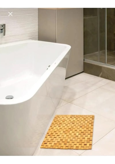 Bambu Banyo Paspası - Kaymaz Taban - Duş Paspası 40 X 60 Cm Kahverengi