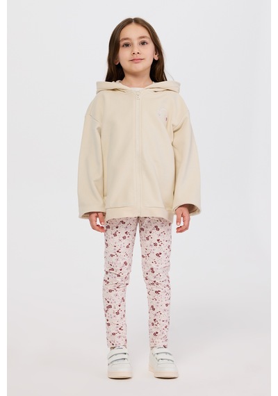 Panço Kız Çocuk Fermuarlı Sweatshirt Bej