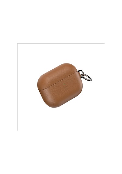 Apple Uyumlu AirPods Pro 3 Wiwu Hc-201 Parmak İzi Bırakmayan Deri Kılıf Kahverengi Kahverengi