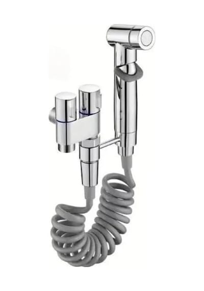 Premium Çift Çıkışlı Taharet Musluğu Seti - Esnek Spiral Hortumlu Taharet Bataryası Ve Başlığı - Krom Veya A Diğer 57531812