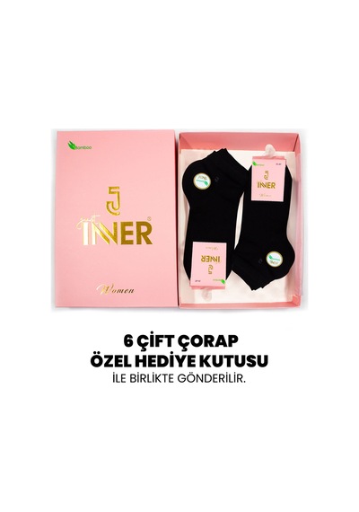 Just Inner Kadın 6 Lı Bambu Çorap Yazlık Patik Terletmez Yapı 21200 Siyah