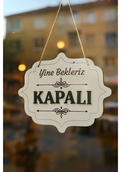 Ahşap Dekoratif Kesim Açık-kapalı Yazısı - Beyaz