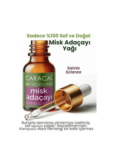 Caracal %100 Saf Misk Adaçayı Yağı Doğal Saf Ada Çayı Yağı Uçucu Katkısız Yağ 10 ML