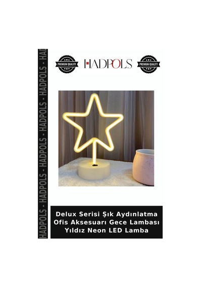 Delux Serisi Şık Aydınlatma Ofis Aksesuarı Gece Lambası Yıldız Neon Led Lamba Çok Renkli