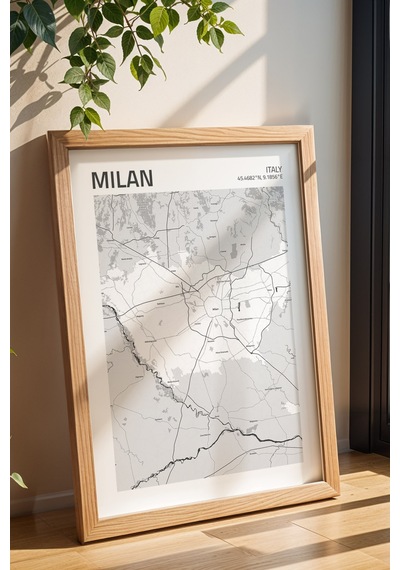 Milano İtalya Milan - Italy Haritası Çerçeveli Tablo Lüks Salon Duvar Dekorasyonu Hediyelik Tablo Kayın Milano İtalya Milan - Italy Haritası Çerçeveli Tablo Lüks Salon Duvar Dekorasyonu Hediyelik Tablo Kayın
